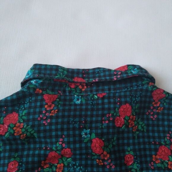 Matilda Jane Blue Gingham Floral Pattern Button Front Shirt Dress Women's Small - Picture 12 of 12